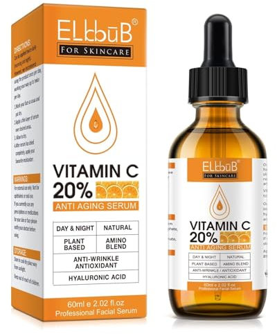 P-Beauty Gesichtsserum Vitamin C, E & Hyaluronsäure, 60ml Vegan - Anti Aging Serum für Faltenreduktion, Feuchtigkeit - Aufhellend, für strahlende Haut & gegen Pigmentflecken - Serum für Gesicht