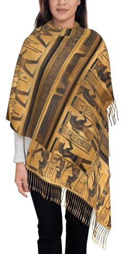 fifbird Explosion Feuerwerk 3D-Druck Quaste Schal für Damen, Fransen, Frühling, Herbst, Winter, Ägyptische Hieroglyphen., One size