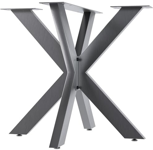 CLP Tischbeine Biloxi I Tischkufen für DIY-Tische I Höhe 71 cm I Sternförmiges Tischgestell aus pulverbeschichtetem Stahl, Farbe: Edelstahl, Größe: 85x85 cm