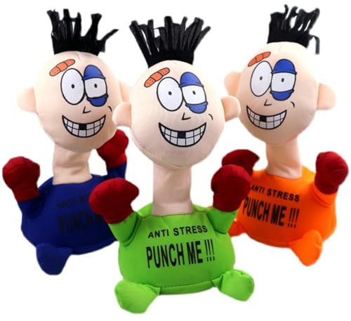 3X Punch Me Stoffpuppe, Schlag Mich Schreiende Puppen, Me Stoffpuppe Puppenspielzeug, Zappelpuppen, Anti-Stress Punch Me Puppen, Stoffpuppe Stress Anti Stress Spielzeug, Anti Stress Stoffpuppe