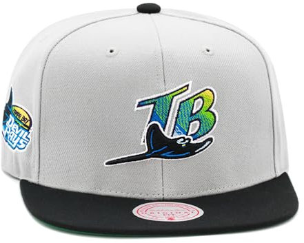 Mitchell & Ness Tampa Bay Devil Rays Cooperstown MLB Away Snapback Hat Cap - Grau/Schwarz, GRAU, Einheitsgr��e