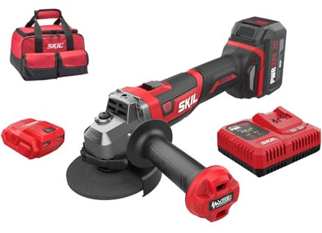 Skil Smerigliatrice a Batteria 3930 DB XP Brushless con Adattatore USB, Smerigliatrice Angolare a Batteria Professionale