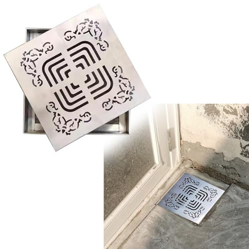Grille de Drainage Robuste Extérieur Couvercle de Drain pour Cour Salle de Bain Terrasse, Grille de Drainage de Tranchée Amovible avec Base, Acier Inoxydable 304 Siphon de Sol de Garage(40cm x 40cm (1