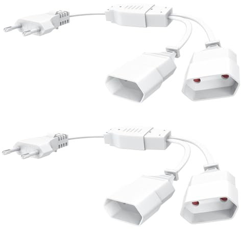 2 Stück Eurostecker Verlängerung Steckdosenleiste Flachstecker - Mehrfachstecker Flach für Steckdose Eurostecker Verlängerung