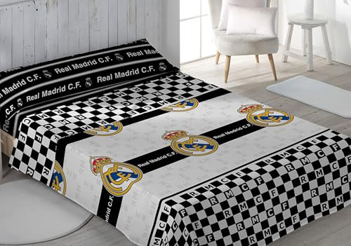 ASDITEX Real Madrid CF Bettwäsche-Set, 50 % Polyester, 50 % Baumwolle, Schach-Design, für Bett (105 cm)