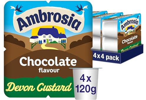 Ambrosia Ready-to-Eat Chocolate Custard Dessert Pots, 16 Pots | Rich & Creamy, Smooth Texture, Perfect Hot & Cold, Convenient Individual Pots
