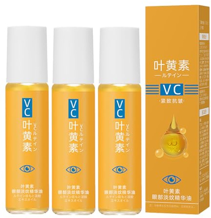 Lutein Eye Wrinkle Essence Oil 3 Stück, VC Antifalten Serum Eye Serum Oil, Lutein Augenpflege gegen Tränensäcke, Augenringe Entfernen & Falten, Feuchtigkeitsspendendes Augenöl für Frauen & Männer