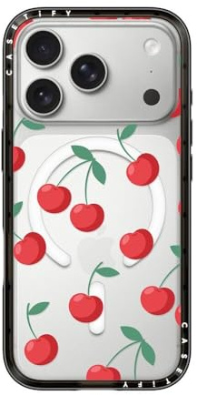 CASETiFY Compact iPhone 17 Pro Hülle [MagSafe-kompatibel/Schlank/Schutz vor Stürzen aus 1,2 m] - Cherries - Transparentes Schwarz
