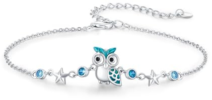 Armband Eule Damen, Damen Sterling Silber Stern Eule Armbänder für für Frauen Verstellbar Armband Schmuck Geschenk für Mädchen