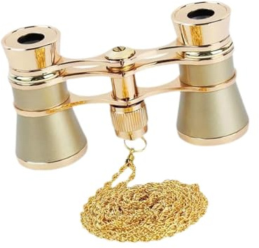 BaotyJie Theaterfernglas, Mini-Fernglas, kleines Teleskop, Elegantes Vintage-Opernglas mit faltbarem Griff und Kette für Konzerte, Gold