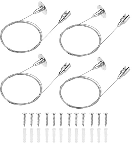 QUARKZMAN 4Pcs Support De suspendu Pour Plafond 6.56 ft Ajustable | Câble En Acier Inoxydable, Pour Paniens Publicitaires Peintures Miroir Panneaux Acryliques Lumière À LED