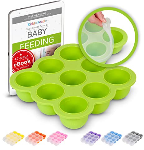 KIDDO FEEDO Pots de Conservation Bébé, 9x75ml Portions Faciles à Retirer, eBook Gratuit par l'Auteur/Diététicien, Vert