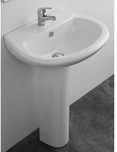LAVABO LAVANDINO CON COLONNA IN PORCELLANA ELMA UNO 630 X 485 BAGNO ARREDOBAGNO SANITARI CERAMICA