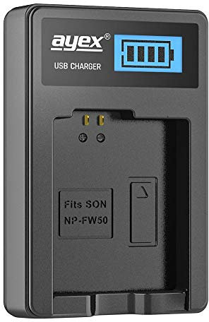 ayex Chargeur USB Compatible avec Sony NP-FW50 pour par Exemple a6400 a5100 a7 II a7R a7S II Batterie Rechargeable par USB-C par Exemple sur Ordinateur Portable et Batterie Externe avec indicateur de
