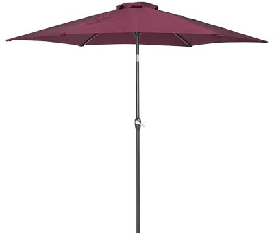 Parasol de Jardin 270 cm en Bois et Tissu Polyester Rouge Bordeaux Manivelle Varese
