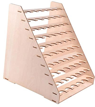 SM SunniMix Wooden Storage Rack Stand Holder for 65 Pots Acrylic Paint Hobby Brush
