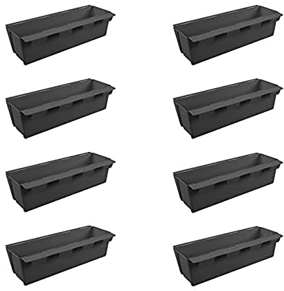 ARTECSIS Jardiniere Plastique Rectangulaire 37cm I Lot de 8 Jardinières pour Palette Europe I Anthracite
