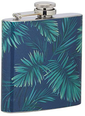 Bar Craft BCPALMFLSK BarCraft Flachmann tropische Blätter, edelstahl, 175 milliliters