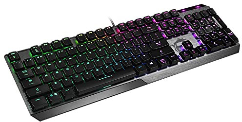 MSI Vigor GK50 Low Profile IT Clavier Gaming Mécanique (Kailh LP White), Rétroéclairage LED RGB Mystic Light, Design des Touches Octogonales, Gaming et Bureau, Disposition Italienne QWERTY