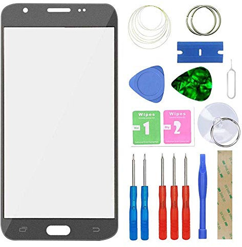 MovTEK Pantalla Repuesto Cristal Tactil Frontal para Samsung Galaxy J7 J730F 2017 con Kit de Herramientas y Adhesivo 3M Negro