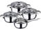 San Ignacio Batería de cocina 7 piezas Cazo sin tapa Ø16 (1.5L) / Cacerola Ø16 (1.5L) Cacerola Ø18 (2.0L) Cacerola Ø20 (3.0L), acero inoxidable, inducción, Color Plateado