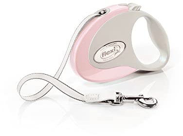Flexi Klassische einziehbare Hundeleine (Band), ergonomisch, langlebig und verhedderungsfrei, 3 m, klein, Rosa/Rosa