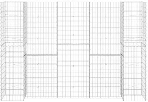 Ksodgun Filet de Gabion en Acier extérieur Pratique, Filet de Gabion en Acier de Style Moderne argenté 260 x 40 x 180 cm (Longueur x Largeur x Hauteur)