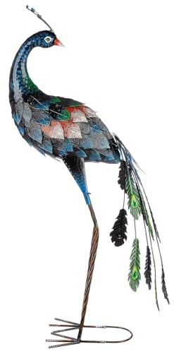 GILDE Metall Pfau bunt H90cm