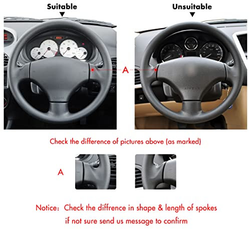 MEWANT Lenkradbezug aus Mikrofaser-Leder für Peugeot 206 2007-2009 / Peugeot 207 / Citroen C2 / 206