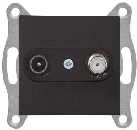 Unterputz Dose für SAT F Stecker 4dB / TV Dose/Satelliten Dose/SAT Anschlussdose/F Steckerdose · einfach · Schwarz/Dunkel · MUTLUSAN CANDELA