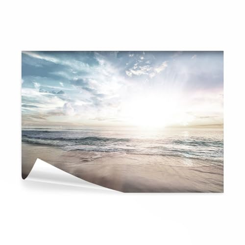 decomonkey Fototapete Strand, 350x256 cm, XXL, Natur Meer Himmel Landschaft | Sonne, Blau, Vlies, Schlafzimmer, Wohnzimmer, Design, Tapete, Fototapeten, Tapeten, Vliestapete, Wandtapete, moderne, Wand