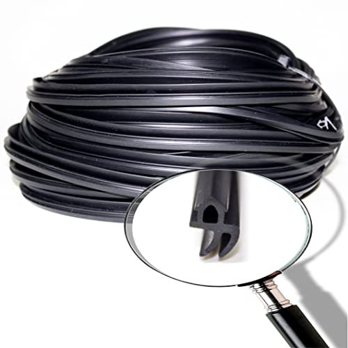 Joint d'Étanchéité Caoutchouc S-1388 Noir pour Fenêtres et Portes PVC (20mts) - Isolation Fenetre avec Rainure, Aluminium