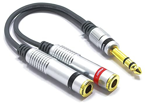 VITALCO Adaptateur répartiteur Audio stéréo TRS mâle vers 2 x 6,3 mm Mono TS Femelle Jack mâle vers 2 x 6,3 mm Mono TS Femelle Câble Adaptateur câble Y