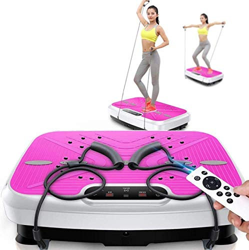Fitness Vibration Plate Home, Slimming Body,Shiatsu Massage Professional, High Power Silent Motor Intelligent Remote Control Elastic Rope,Red