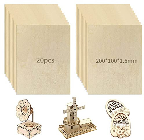 20 Stück Schnitz Sperrholzplatte DIY Balsa Holz Platten Dünnes Linde Holzplatten Balsaholz Lindenholz Basteln für Gravieren Handwerk Gemälde Haus Boot Flugzeug Modell Basteln