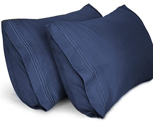 Lirex 2er Pack Kissenbezug 50 x 80 cm, Weiche Gebürstete Mikrofaser-Kissenbezüge, Hotelverschluss kopfkissen bezug,Kopfkissenbezug aus weichem Mikrofaser ,Oeko-TEX Zertifiziert (Blau)