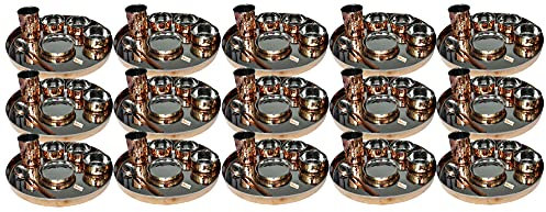 Lot de 15 assiettes traditionnelles Thali en acier inoxydable et cuivre 33 cm de diamètre