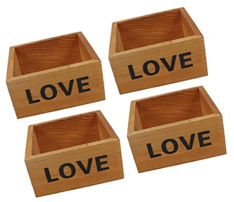EXCEART 4stücke Holz Pflanztopf Quadratisch Für Sukkulenten Blumentopf Aus Holz Sukkulenten-pflanzgefäß Aufbewahrungsbox Für Kleine Utensilien Dekorativer Tischdeko Topf