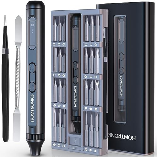 52 en 1 Mini Destornillador Eléctrico Precision, [Pantalla OLED] Homtronics Kit Destornillador Precision, Destornillador de Precisión Inalámbrico Pequeño con Alto Par de Apriete para Reloj Teléfono PC