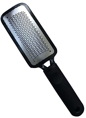 Lima per piedi e pedicure, in acciaio inox, a doppia faccia, adatta per piedi bagnati, piedi asciutti, talloni callossi, talloni screpolati, pelle indurita, colore nero