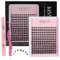 Cluster Eyelash Extensions Kit, 144Pcs D Curl Mix 9-15mm Spire Wheat Wide Stem Lashes with Lash Bond & Seal & Applicator, Soft Natural False Eyelashes, DIY Individual Lashes at Home(Spire Wheat Kit)