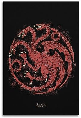 VZRSQZK Poster mit Game of Thrones Targaryen Black Heraldik, dekoratives Gemälde, Leinwand, Wandposter und Kunstdruck, modernes Familienschlafzimmer-Dekor-Poster, 20 x 30 cm