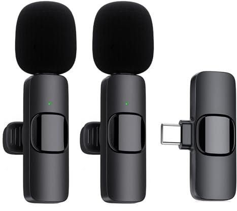 Ryzwoc K1 Microfono Wireless Type C, 2,4 GHz Microphone con Interfaccia Tipo c per Smartphone, Tablet per YouTube, Vlogging, Live Stream, Microfono Wireless Android (2 trasmettitore)