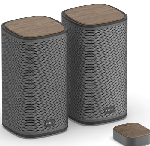 KEiiD Bluetooth Computer Speakers with Wireless Touch Control Pod for PC Laptop/Desktop Wireless Stereo Gaming Speakers, 4 EQ Modes, Aesthetic Style, New Model