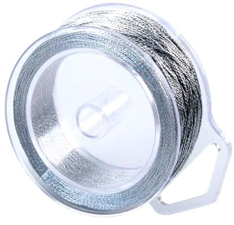 1 Rotoli 6 Filo 0.4 mm x 50 Metri Filo All'uncinetto Dorato per Palline di Natale Bracciali Anelli Collane e Artigianato Confezioni Regalo Hobby Creativi Non Elastico (Argento)