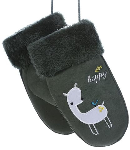 Kinder Handschuh Verdickte Strickhandschuhe für 3-10 Jahre Junge Mädchen Draußen, Kleinkind Baby Stretch-Fäustlinge, Winterhandschuhe Warme Fleece Fausthandschuh Gefüttert Outdoor (Green, One Size)