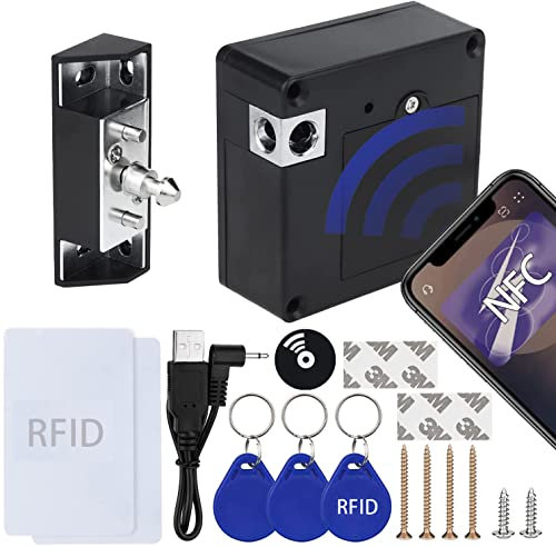 Gnellkoor RFID-Schrankschloss, elektronische RFID-Schublade, unterstützt Telefon/NFC-Entriegelung, Holzschrank, Schublade, schützt vor Diebstahl oder Kindern