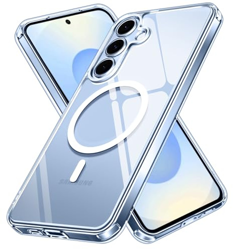 ivoler Klar Magnetisch Hülle für Samsung Galaxy S25 5G, [Kompatibel mit MagSafe] [Nie Vergilbung] [Militärischer Schutz] Stoßfest Kratzfest Transparent Schutzhülle Durchsichtige Handyhülle Case
