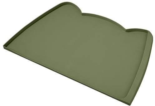 OHMO Silicone Waterproof Pet Food Mat - Large Non-Skid Dog Bowl Mat for Food and Water (60x38cm) - Easy to Clean Placemat