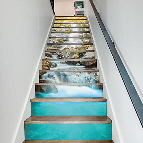 Fliesenaufkleber Wasserfall Küchenrückwand,Wasserdicht Ölfest ​Klebefliesen Küche Fliesenaufkleber Bad,Fliesenfolie 3D Wandpaneele Selbstklebend 12 PC(18x100cm)